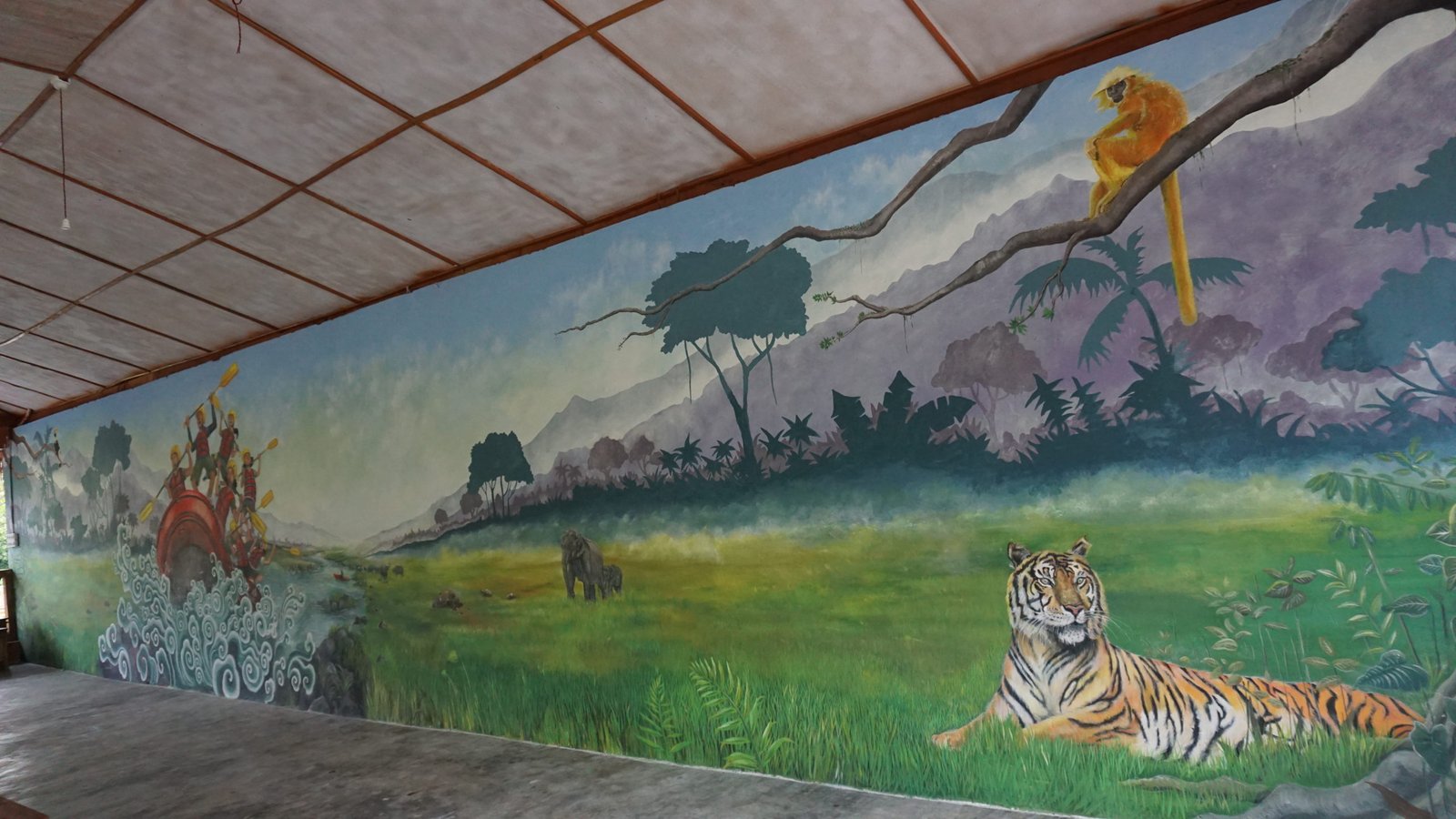 VAST Bhutan Artists Paint New Mural at the Marangdut Jungle Lodge in Panbang