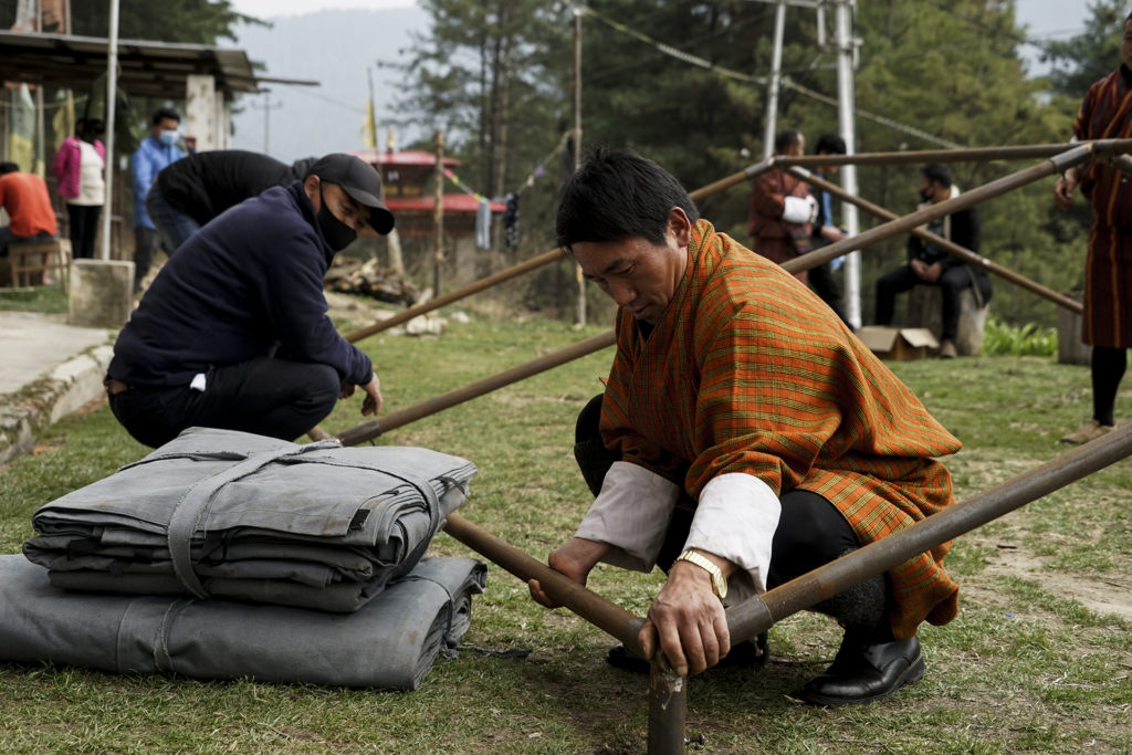 Demonstration of tent in Bumthang